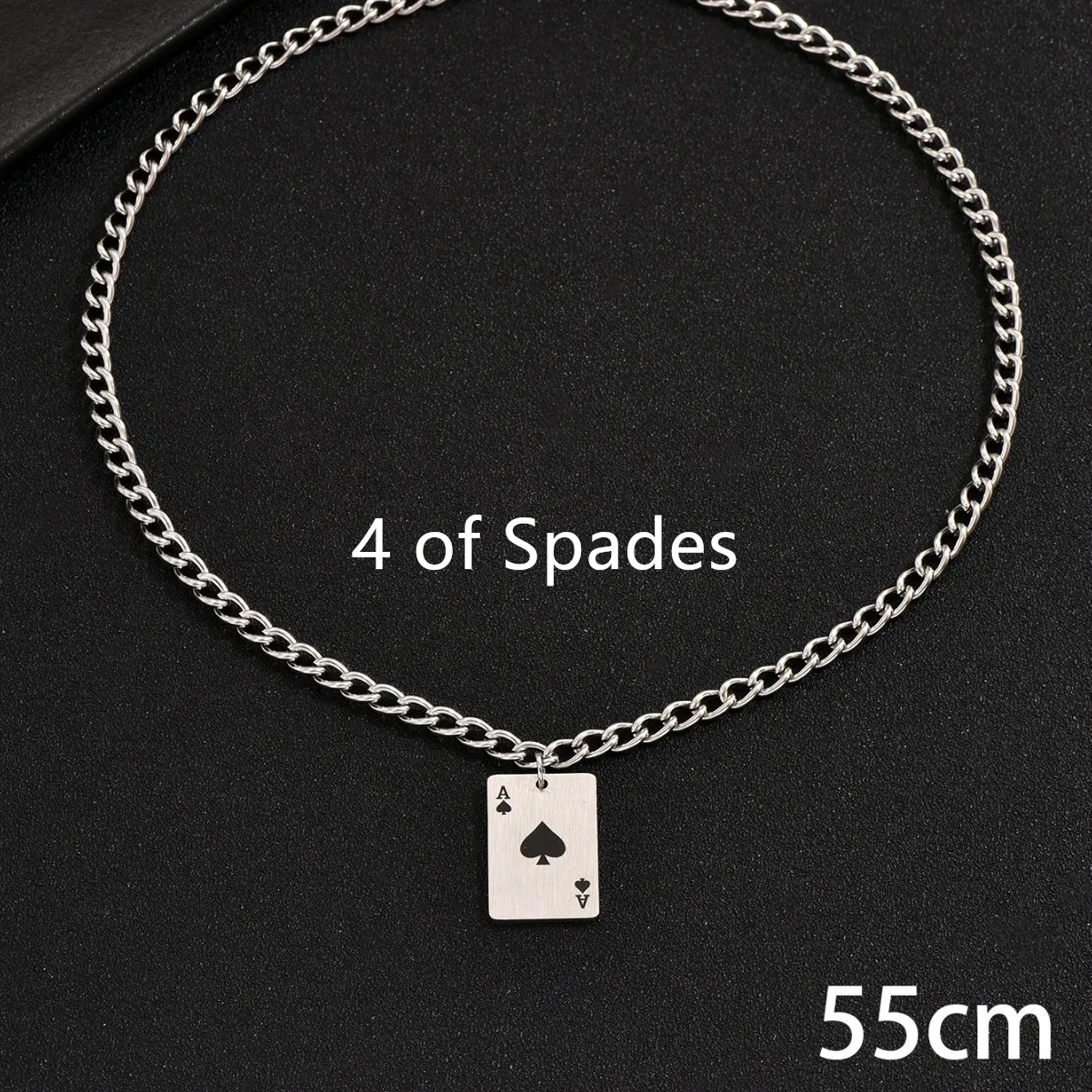 Creative Stainless Steel Poker Black Peach A Necklace For Men - Image 15