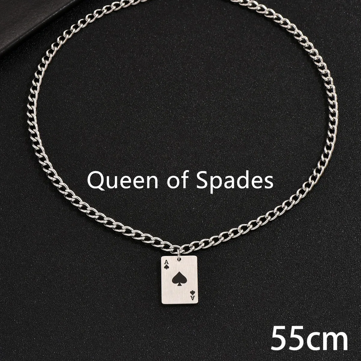 Creative Stainless Steel Poker Black Peach A Necklace For Men - Image 7