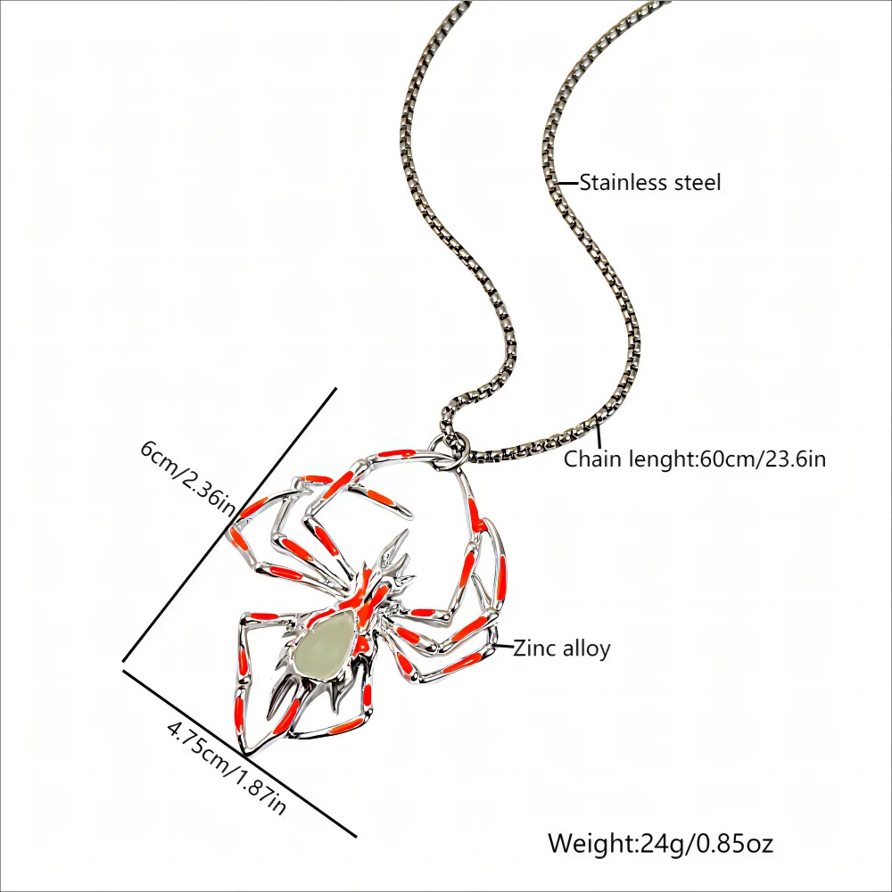 Halloween Creative Stereo Luminous Spider Necklace Jewerly Glowing Night Fluorescence Antique Vintage Glow In The Dark For Men Women Gift Party Halloween Day Club - Image 2